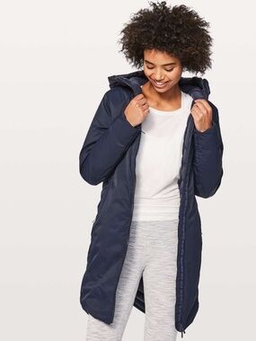 LULULEMON Fluff The Cold Parka 600-Fill Down Inkwell Blue Hooded